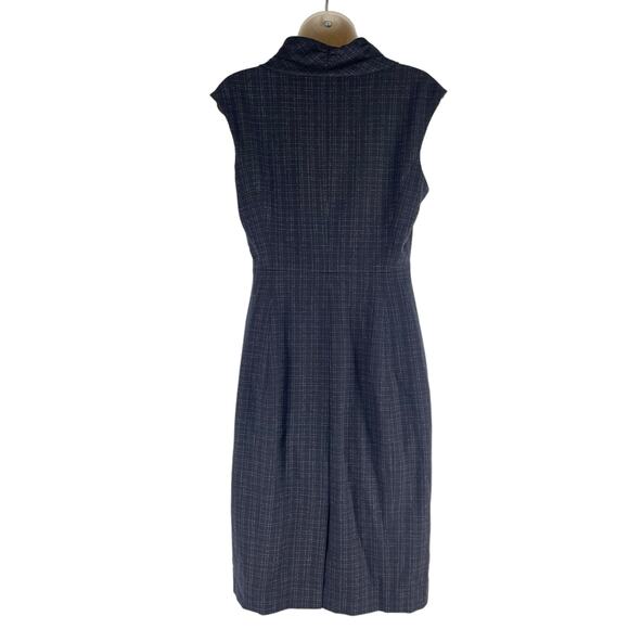 Classiques Entier Check Sheath Dress Bow Neck Gray Brown Size 6 - Picture 5 of 9